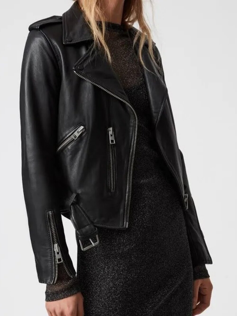 Allsaints, Balfern Leather Jacket, Size 6, Black, Excellent Condition